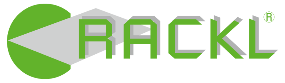 Grünes "RACKL"-Logo mit einem dreieckigen C und einem grauen Schatteneffekt auf dunkelgrünem Hintergrund.